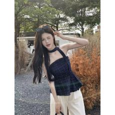 批发格子抹胸背心2026春夏季新款辣妹外穿美背修身显瘦别致<b class='q'>小衫</b>女潮