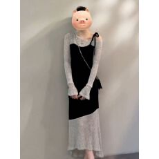 批发2026新款假两件斜肩针织<b class='q'>连衣裙</b>子女秋冬季高级感收腰鱼尾包臀<b class='q'>长裙</b>