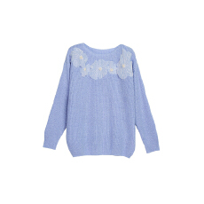 2026春季新款女装长袖圆领针织衫毛衣立体钉珠花朵设计时尚气质范