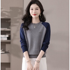 批发2025新款低圆领短款毛衣女<b class='q'>春秋</b>休闲羊毛衫上衣配阔腿裤针织打底衫