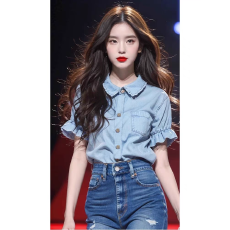 批发2026年独特漂亮小衫小<b class='q'>上衣</b>女爆款韩系今年流行别致绝美蓝色衬衫