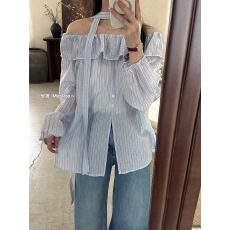 批发26年春上新满满高级感<b class='q'>韩版</b>气质小女人高品百搭<b class='q'>小衫</b>配飘带