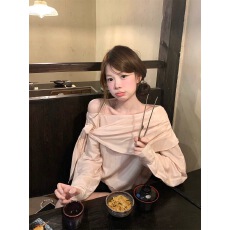 批发2026春新款防晒衣薄透罩衫设计感高级感斜肩绑带<b class='q'>蝴蝶结</b>长袖<b class='q'>衬衫</b>女