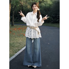 批发独特漂亮白色蕾丝长袖衬衫女2026新款春装法式设计感防晒上衣夏季