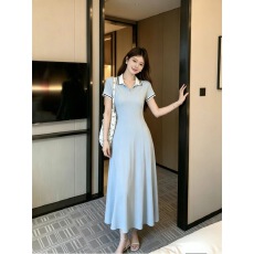 批发夏季新款V领无袖开叉针织鱼尾裙女收腰显瘦长款背心包臀连衣裙