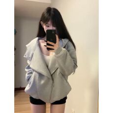 批发薄款/加绒原版尺寸双拉链开<b class='q'>衫</b>连帽卫衣外套女秋冬新款宽松上衣