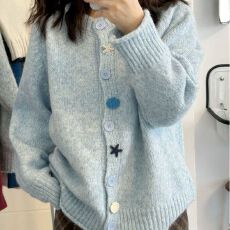 批发2026秋可爱减龄奶呼呼毛衣开<b class='q'>衫</b>女春秋季甜美百搭小个子圆领<b class='q'>针织</b><b class='q'>衫</b>