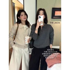 批发高级感气质翻领针织衫女春季慵懒风<b class='q'>宽松</b>毛衣内搭<b class='q'>打底衫</b>polo衫上衣