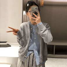 批发假两件高级感拼接圆领针织衫毛衣女春季新款显瘦<b class='q'>长袖</b>外搭上…