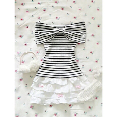 批发美式复古V领短袖T恤女2026夏季新款白色蝴蝶结显瘦设计高级感<b class='q'>上衣</b>