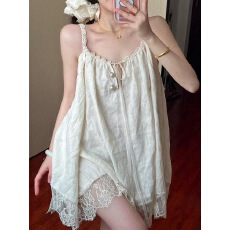 批发大码法式<b class='q'>宫廷</b>风高级蕾丝花边吊带裙女夏季少女宽松