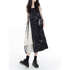 批发艺术线条褶皱侧开叉吊带裙多层设计感<b class='q'>连衣裙</b>2026夏季新款裙子度假