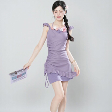 批发2026年夏季新款纯欲收腰显瘦复古辣妹多巴胺气质紫色假两件<b class='q'>连衣裙</b>