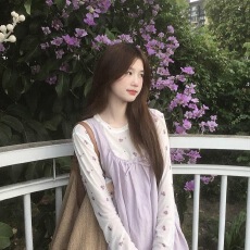 批发套装女2026夏新款韩系温柔风薄款打底长袖防晒<b class='q'>T</b><b class='q'>恤</b>紫色背心连衣裙