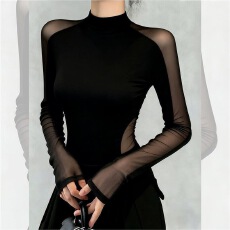 批发长袖T恤女纯欲辣妹新款性感<b class='q'>街头</b>风纯色时尚百搭设计外穿打底上衣