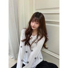 批发星星印花系带宽松防晒罩衫女长袖<b class='q'>夏季</b>新款韩系休闲风通勤T恤上衣