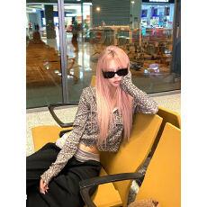 批发美式街头设计感豹纹连帽开衫卫衣<b class='q'>女</b>辣妹显瘦百搭薄外套废土风轻奢