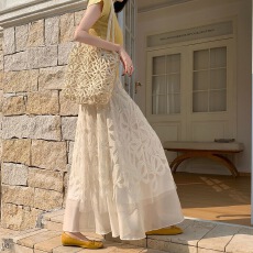 批发刺绣法式蕾丝网纱半身裙2026春夏新款高腰显瘦字大垂感<b class='q'>长裙</b>爆款