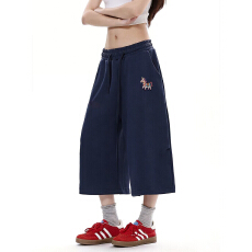 批发潮牌高级感通勤七分阔腿休闲短裤男女夏季新款宽松高腰松弛感中裤