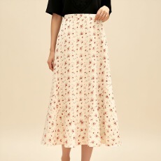 批发法式温柔风下摆荷叶边碎花半身裙女2026夏甜美软糯高腰显瘦A字裙