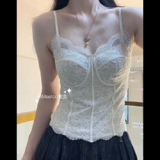 批发法式纯欲修身鱼骨蕾丝吊带背心<b class='q'>文胸</b>打底带胸垫轻奢内衣可外穿上衣