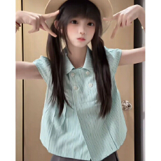 批发<b class='q'>娃娃领</b>短袖<b class='q'>衬衫</b>女2026夏季新款上衣甜美百搭显瘦衣服可爱上衣女