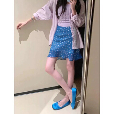 批发大码MM韩系气质简约百搭甜美少女小碎花鱼尾俏皮可爱清凉半身短裙