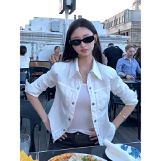 批发白色高级感短款外套女2026春<b class='q'>夏</b>工装夹克上衣简约风百搭短外套穿搭