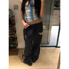 批发美式街头侧边条纹抽绳卫裤男<b class='q'>女</b>春秋款休闲<b class='q'>长裤</b>宽松阔腿运动遛弯裤