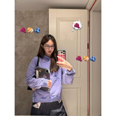 批发美式基础款紫色水洗连帽卫衣女秋季新款休闲显瘦简约百搭套头上衣