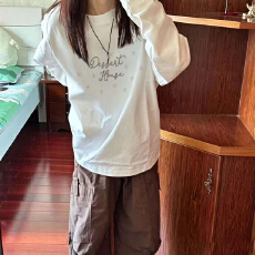 批发潮牌潮流白色运动<b class='q'>T</b><b class='q'>恤</b><b class='q'>长袖</b>印花<b class='q'>男</b>女宽松百搭<b class='q'>T</b><b class='q'>恤</b>