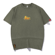 马上有福马年国潮刺绣圆领短袖潮牌中国风重磅宽松情侣春夏男款