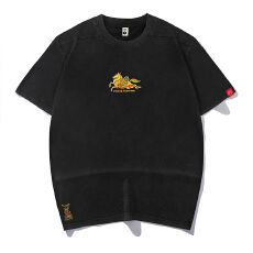 批发(马上有福)马年国潮刺绣圆领短袖潮牌<b class='q'>中国风</b>重磅宽松情侣春夏男款