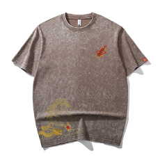 批发(一马当先)马年国潮刺绣圆领短袖潮牌<b class='q'>中国风</b>重磅宽松情侣春夏上衣