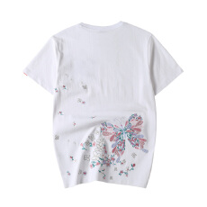 批发2026年新款福神新中式国潮牌蝴蝶花刺绣短袖t夏季情侣装纯棉高端