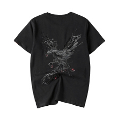 批发新中式重工国潮刺绣男T恤宽松夏季街头圆领衣服打底衫<b class='q'>春</b>夏短袖男