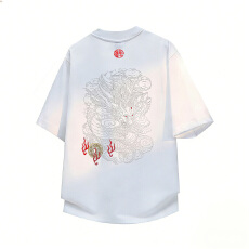 批发(潜龙)新款夏季国潮暗线刺绣龙纹短袖t恤圆领纯棉透气上衣<b class='q'>男士</b>潮