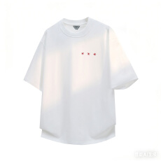 批发夏季星型刺绣短袖凉感立体剪裁T恤半袖圆领休闲<b class='q'>男士</b>冰感情侣上衣