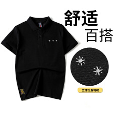 批发国<b class='q'>潮</b>简约星星刺绣男士透气翻领短袖POLO衫运动休闲情侣半袖上衣