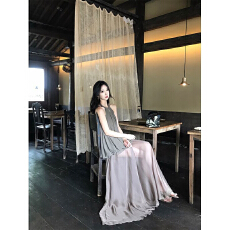 批发韩系新款挂脖无袖花苞上衣时尚套装女装夏季高腰纯色半身裙两件套