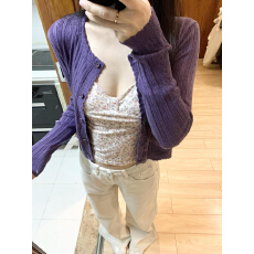 批发纯欲感气质显瘦针织开衫女秋季<b class='q'>修身</b><b class='q'>外套</b>上衣辣妹碎花吊带两件套装