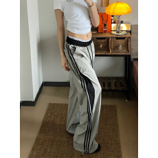 批发2026夏季美式高街速干裤子男女生拼接三条杆直筒宽松垂感<b class='q'>运动</b>裤潮