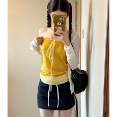 批发韩系复古抹胸<b class='q'>背心</b>女早秋上新穿搭薄款套头系带<b class='q'>无袖</b>修身百搭单<b class='q'>背心</b>