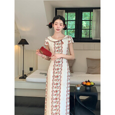 批发2026夏季新款新中式气质印花旗袍连衣裙国风气质<b class='q'>优雅</b>轻熟长裙女装