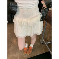 批发半身<b class='q'>裙</b>女弹力压皱2026秋季新款百搭a字短<b class='q'>裙</b>松紧腰蛋糕<b class='q'>裙</b>子