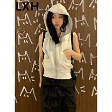 批发精选<b class='q'>马甲</b>坎肩连帽背心拉链设计外套休闲运动无袖时尚百搭上衣t