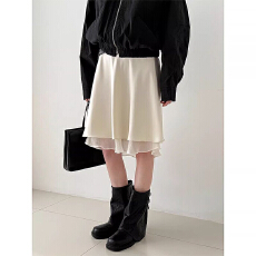 批发实体店质量超垂感醋酸<b class='q'>半身裙</b>显瘦百搭西装裙中裙荷叶边温柔