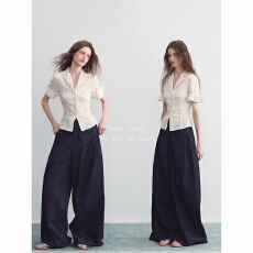 批发<b class='q'>西装</b>领条纹短袖t恤衬衫2026新款衬衫夏百搭<b class='q'>修身</b>显瘦上衣