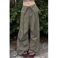 批发【速干】网红爆款美式复古辣妹翻边排扣工装爵士跳舞伞兵<b class='q'>休闲裤</b>潮