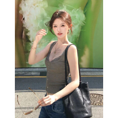 批发纯欲辣妹蕾丝拼接假两件<b class='q'>吊带</b>背心女夏季性感修身显瘦内搭<b class='q'>打底</b>上衣